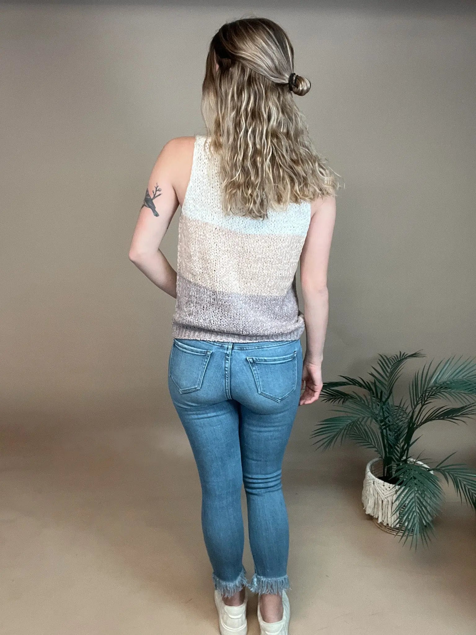 Just Peachy Striped Sweater Tank Mystree