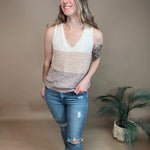 Just Peachy Striped Sweater Tank Mystree