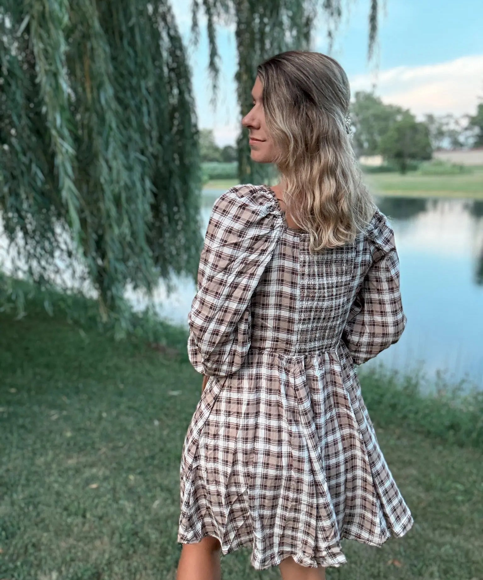 Fall Tartan Mini Dress In Loom