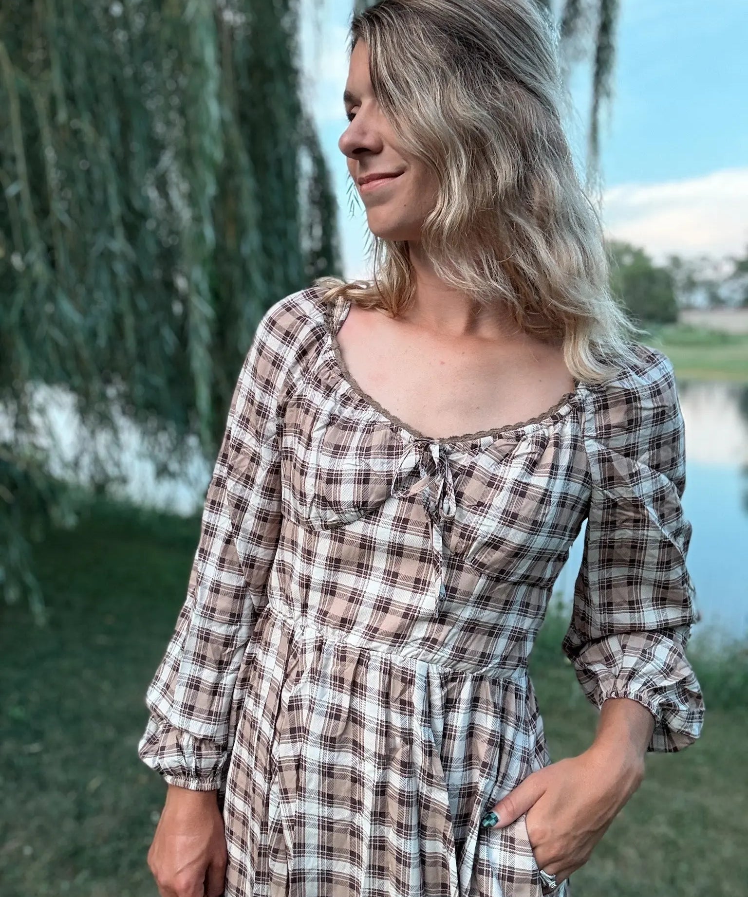 Fall Tartan Mini Dress In Loom