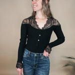 Peekaboo Lace Button Top Blue Ivy