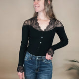 Peekaboo Lace Button Top Blue Ivy