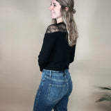 Peekaboo Lace Button Top Blue Ivy