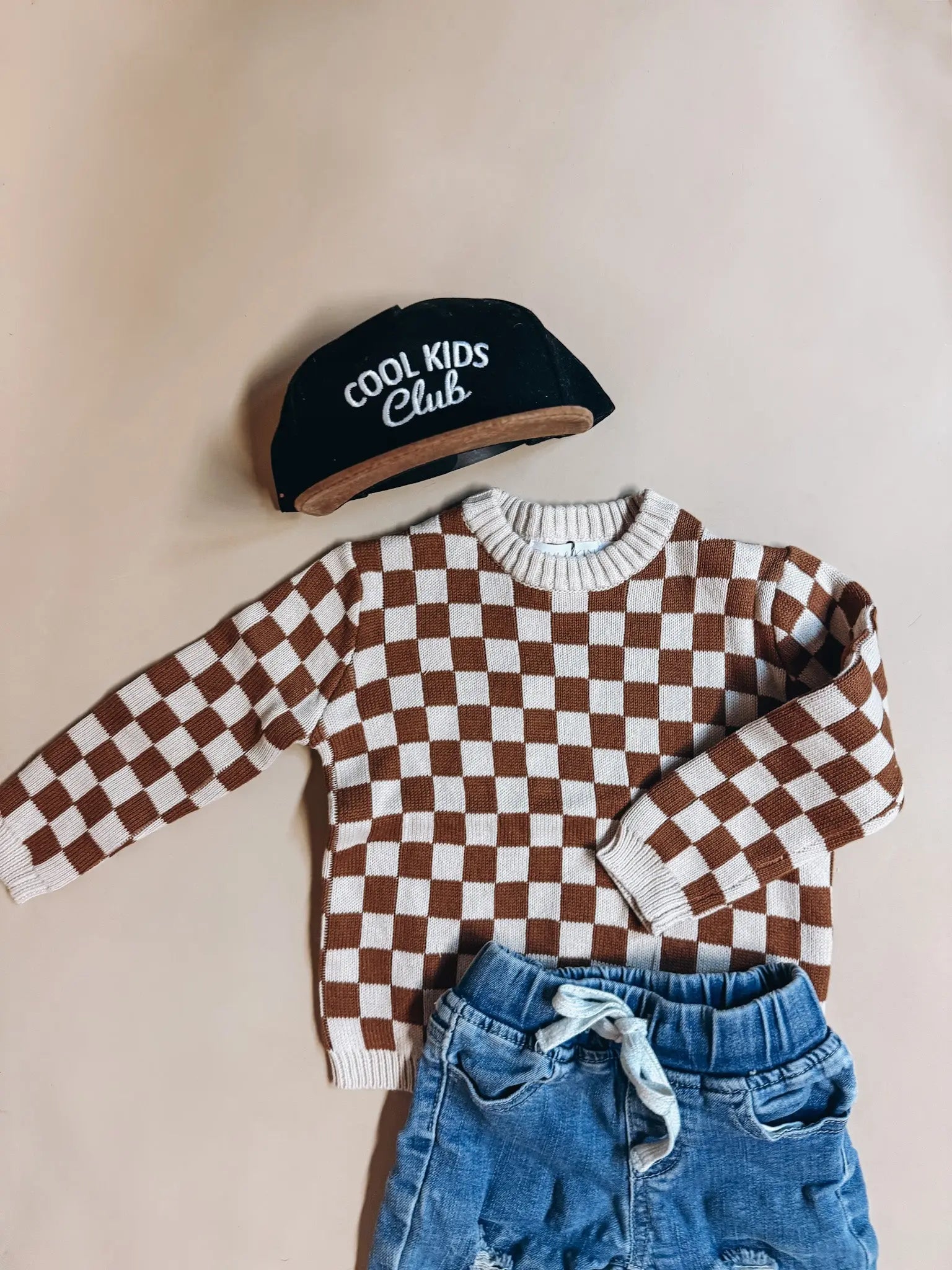 Checkered Knit Toddler Sweater Rivi & Kin