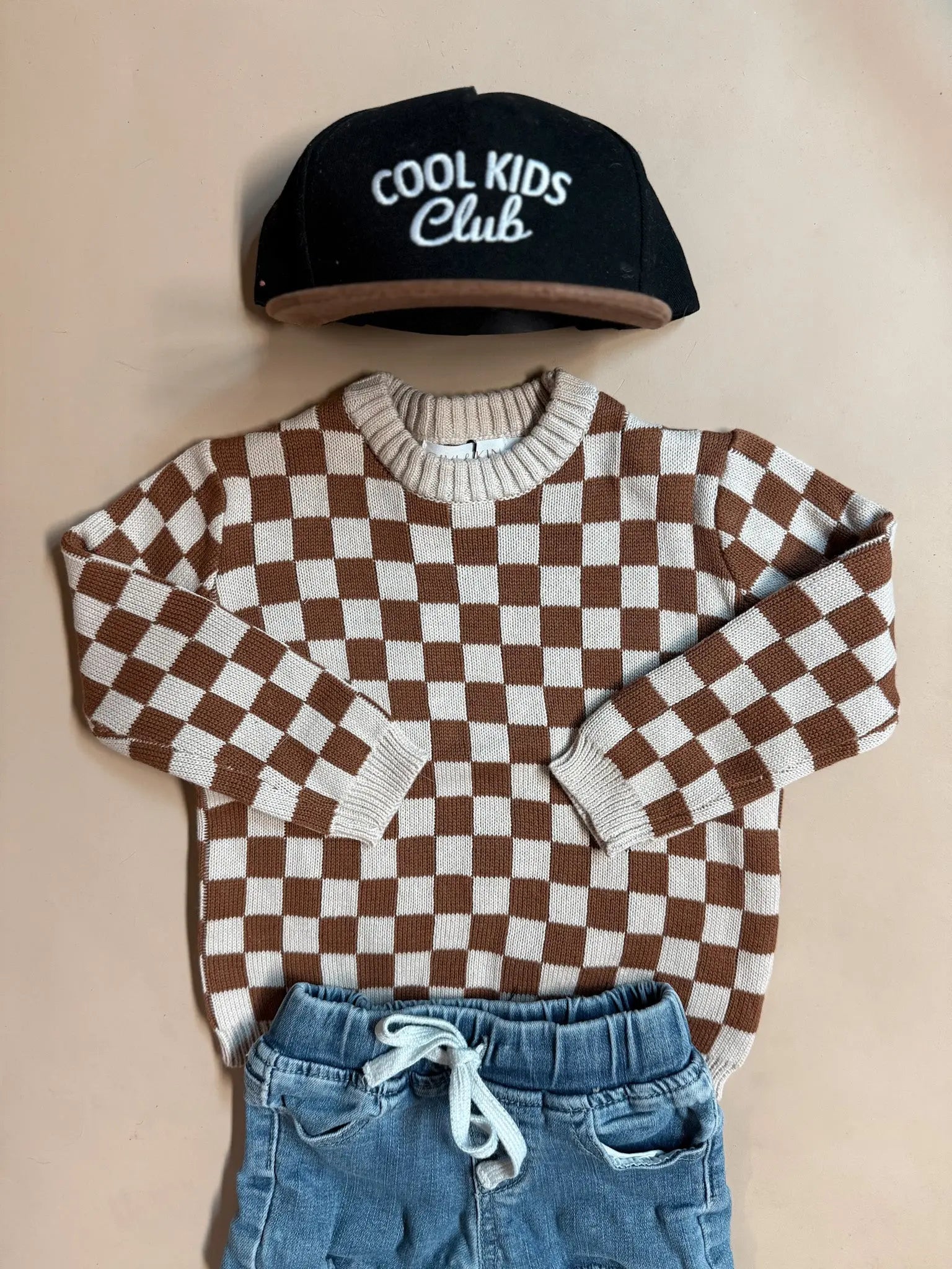 Checkered Knit Toddler Sweater Rivi & Kin