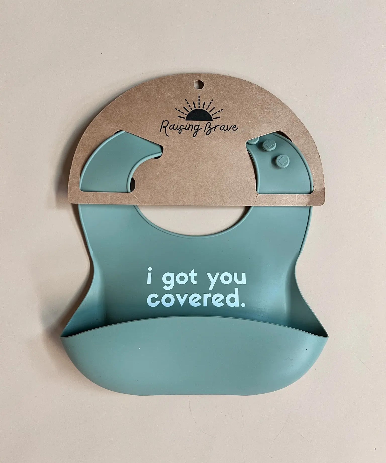 Sage Silicone Bib Raising Brave