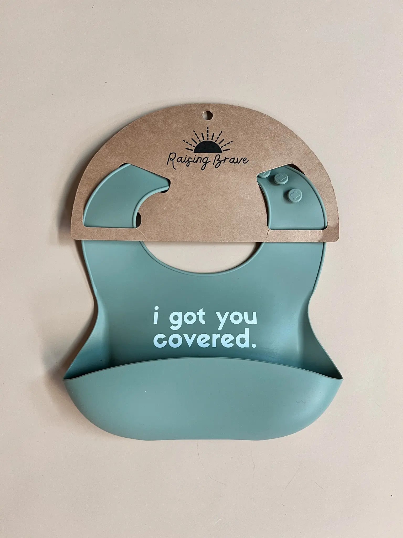 Sage Silicone Bib Raising Brave