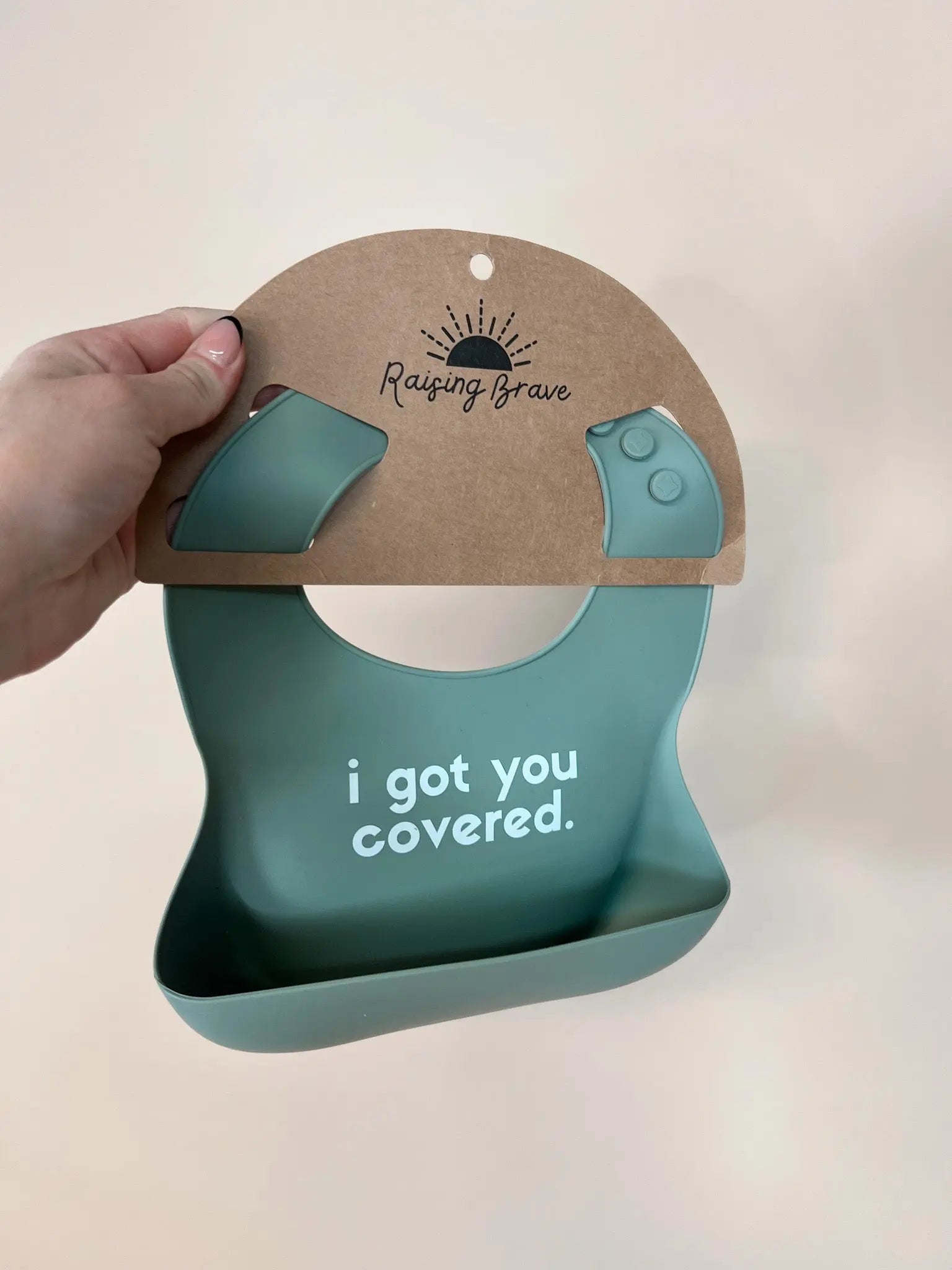Sage Silicone Bib Raising Brave