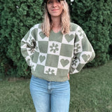 Distressed Checkered Sweater