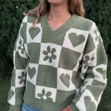 Distressed Checkered Sweater