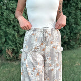 Patchwork Textured Knit Wide Leg Pants