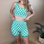 Green Checkmate Biker Shorts Set kimberly c