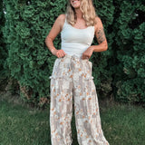 Patchwork Textured Knit Wide Leg Pants