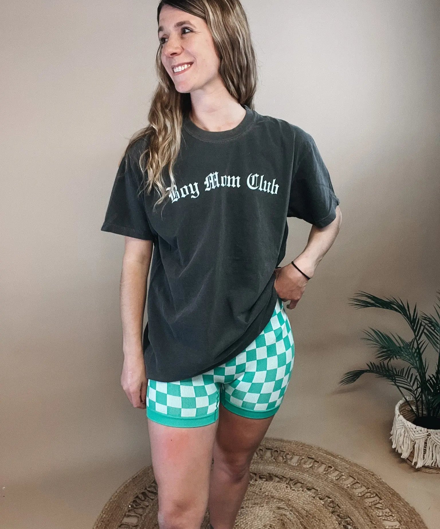 Green Checkmate Biker Shorts Set kimberly c