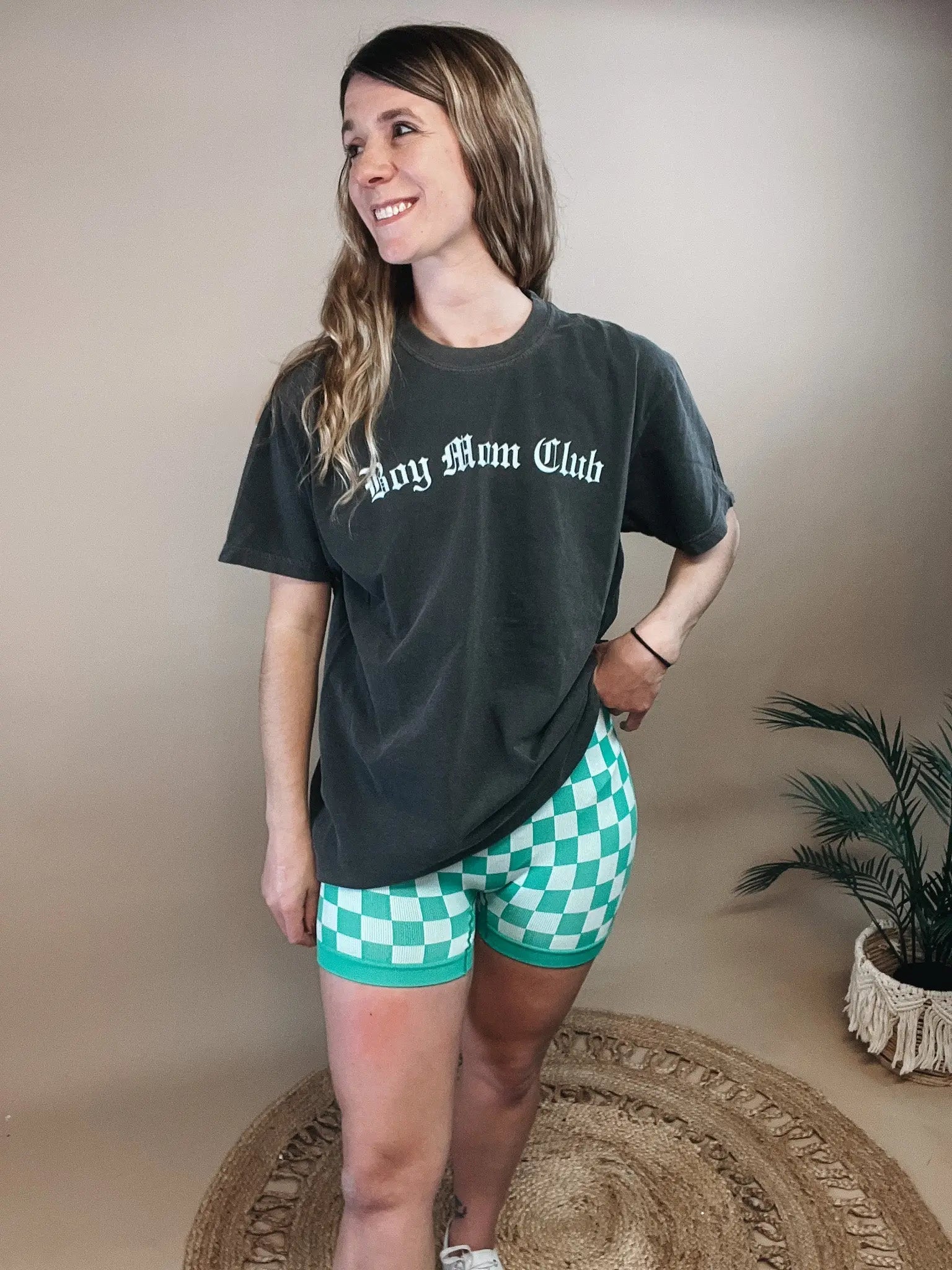 Green Checkmate Biker Shorts Set kimberly c