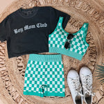 Green Checkmate Biker Shorts Set kimberly c
