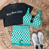 Green Checkmate Biker Shorts Set kimberly c