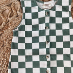 Organic Jade Checkered Button Romper SIIX Collection