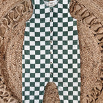 Organic Jade Checkered Button Romper SIIX Collection