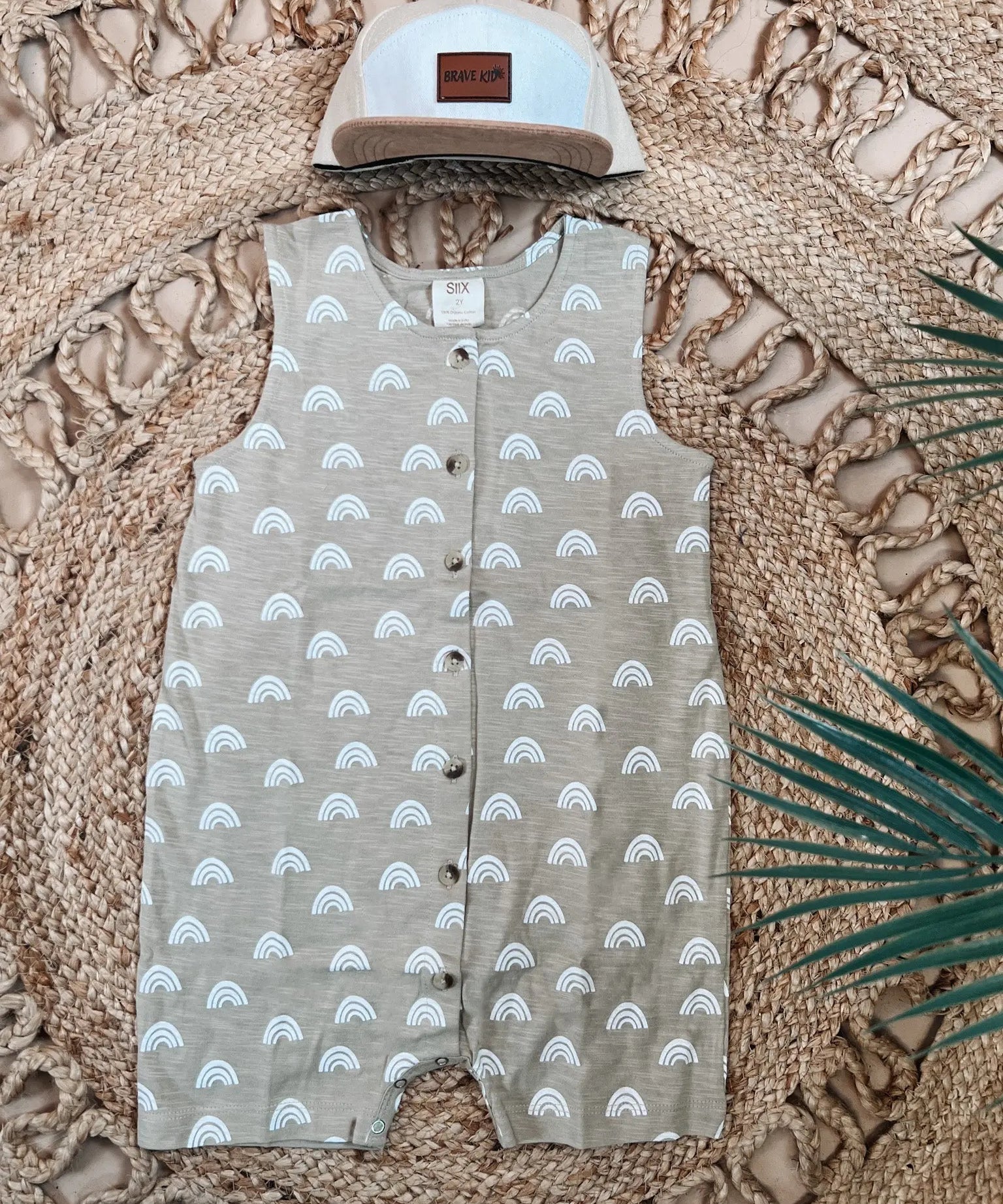Organic Rainbow Button Romper SIIX Collection