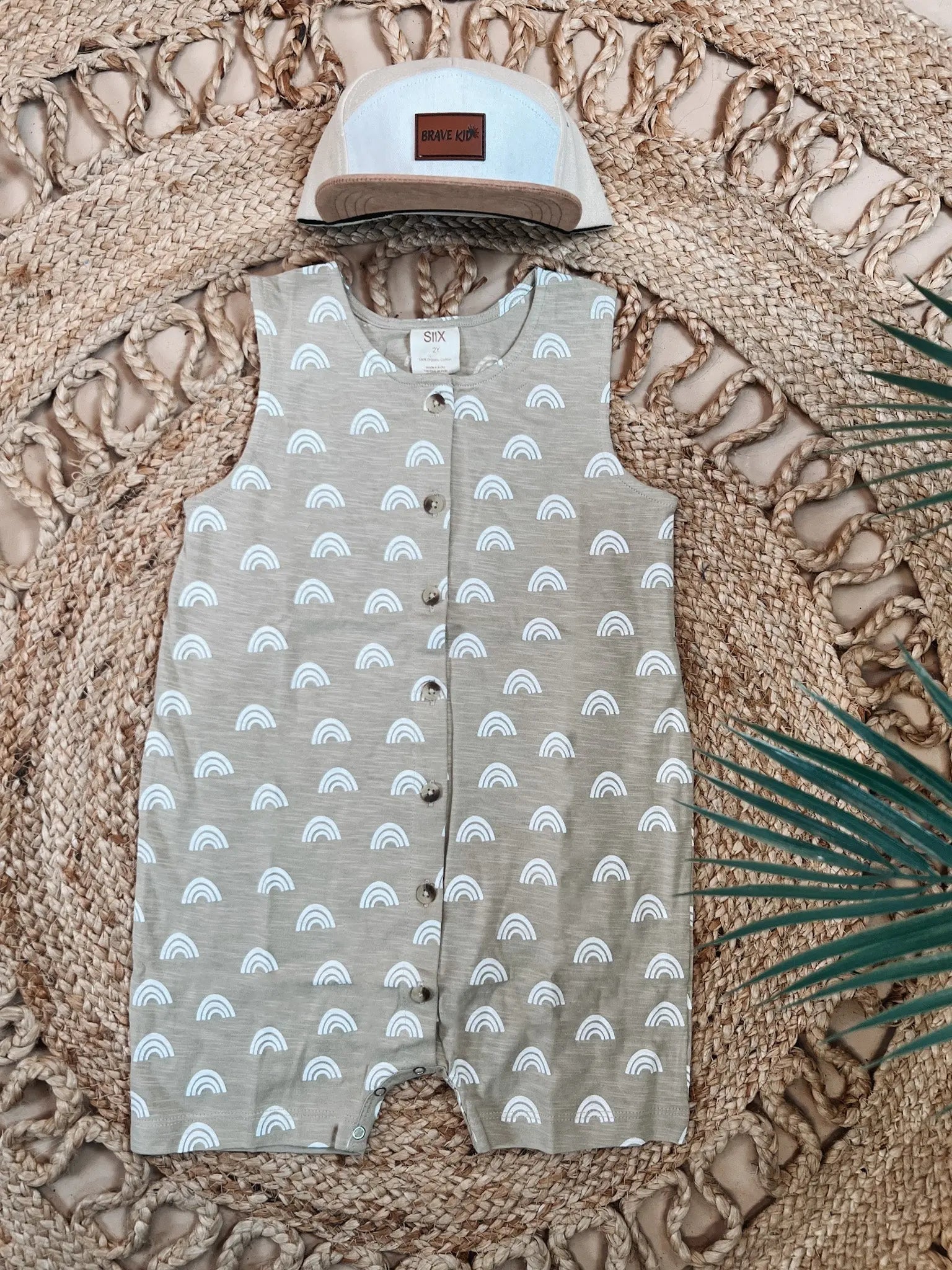Organic Rainbow Button Romper SIIX Collection