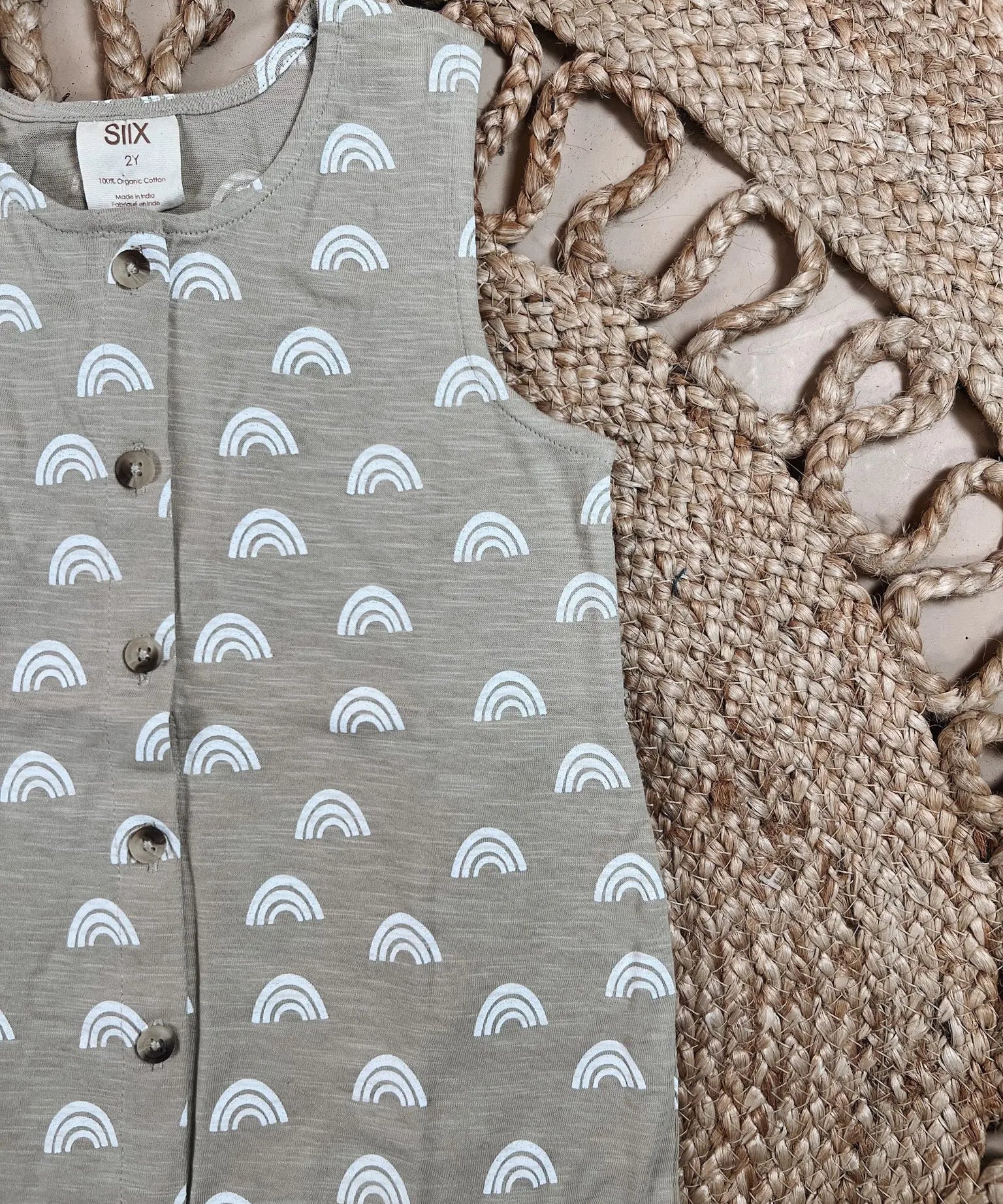Organic Rainbow Button Romper SIIX Collection