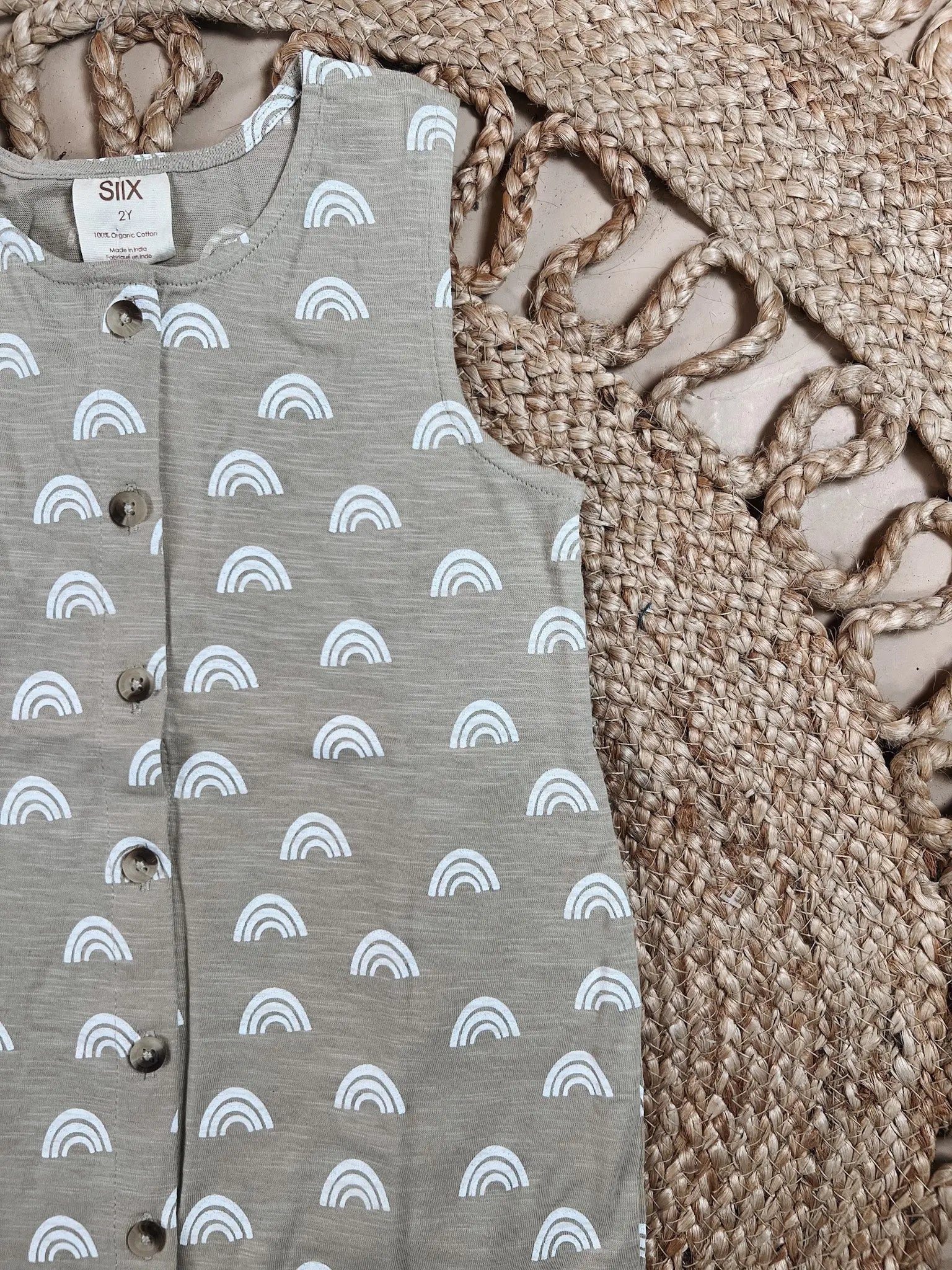 Organic Rainbow Button Romper SIIX Collection