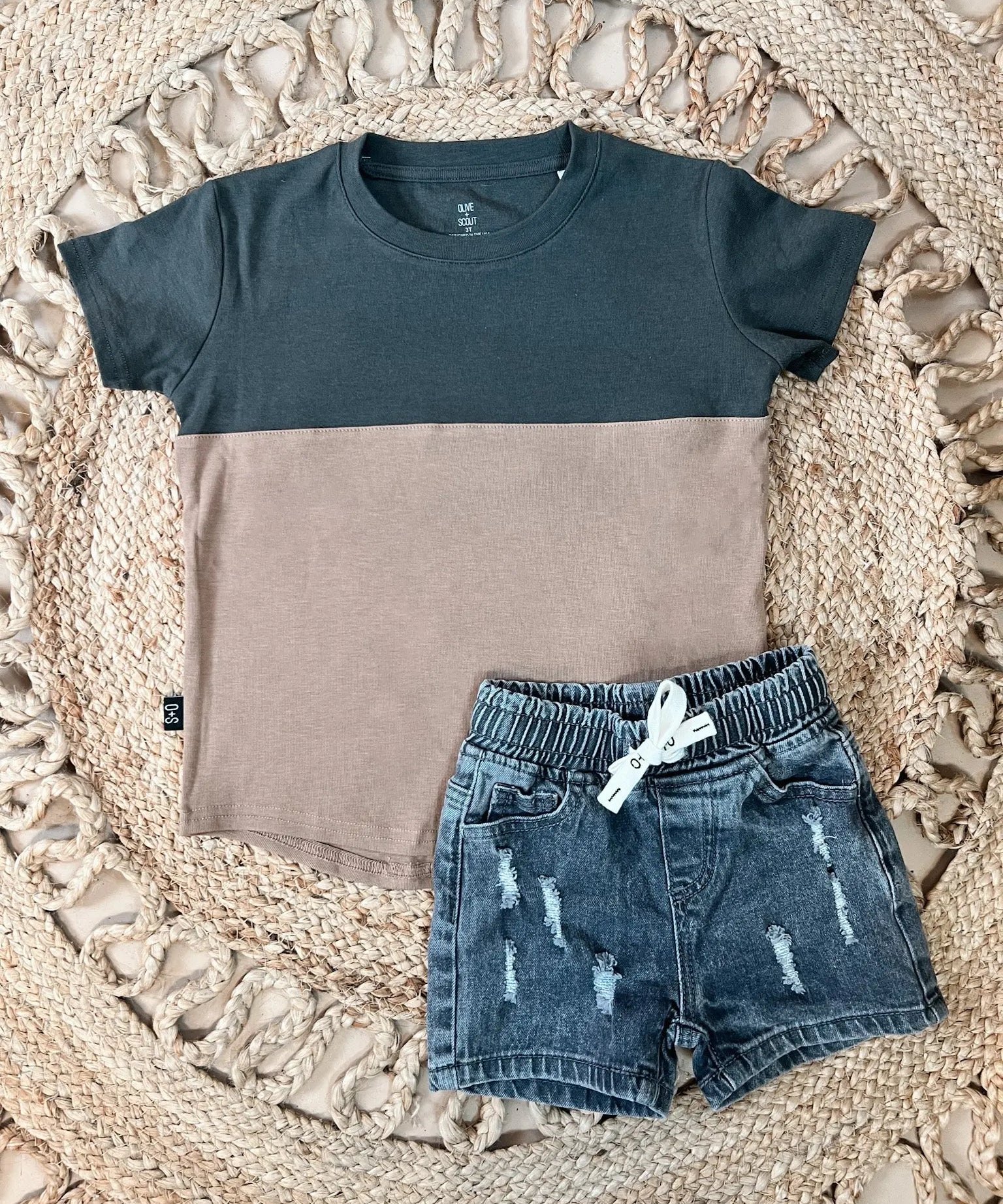 Echo Colorblock Tee Olive and Scout