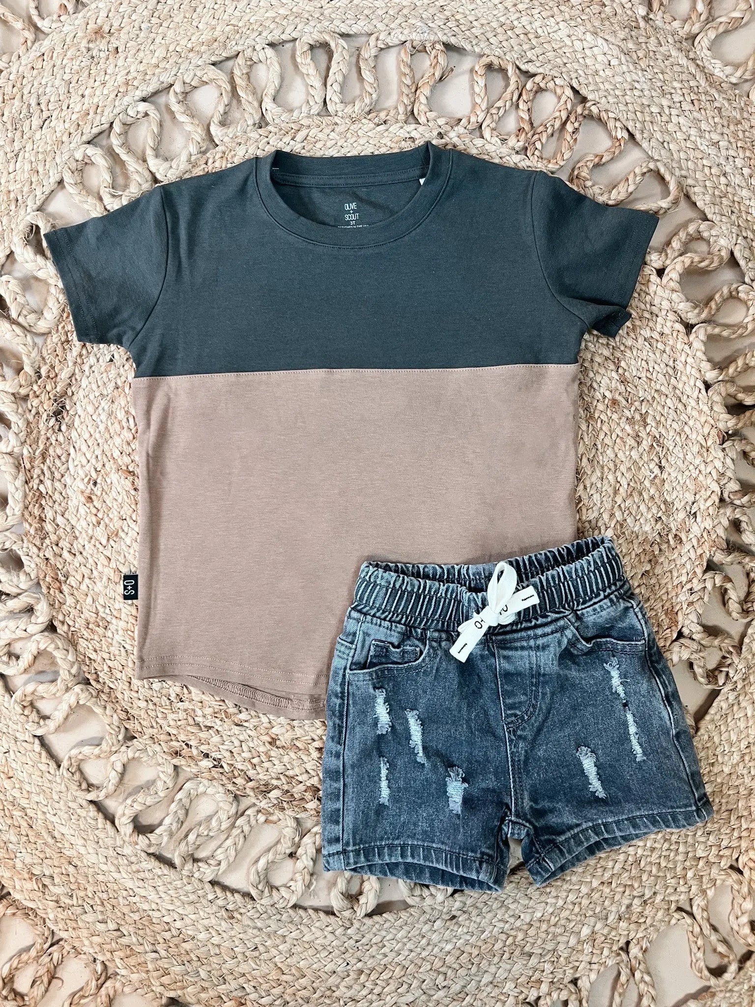 Echo Colorblock Tee Olive and Scout