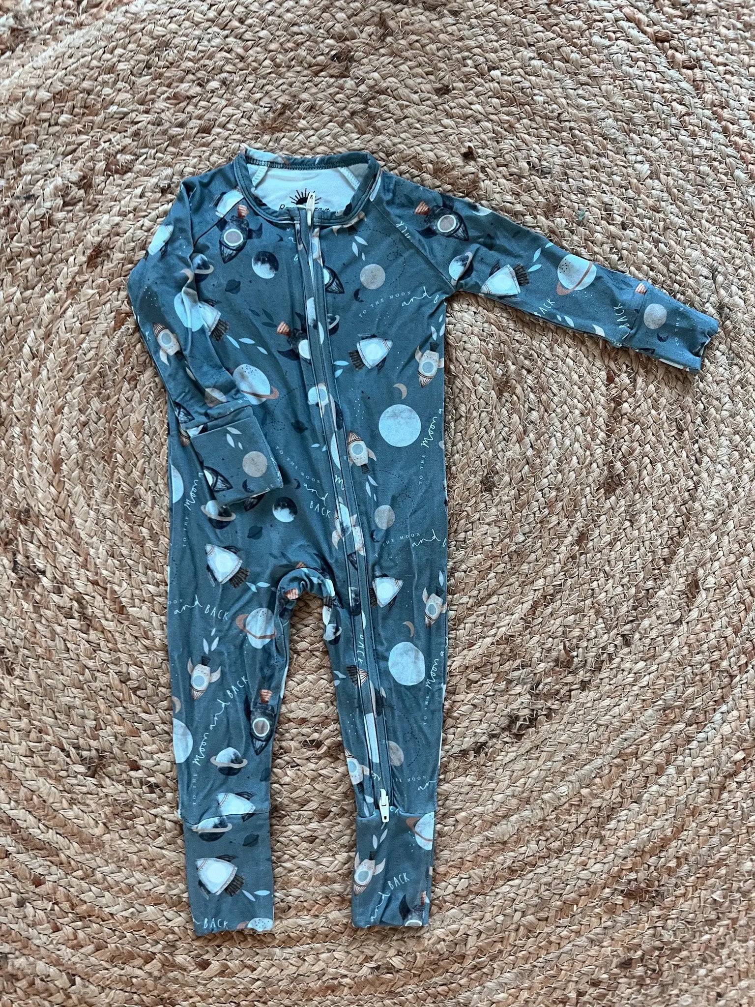To the Moon Bamboo Romper Raising Brave