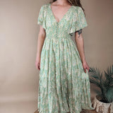 Garden Floral Smocked Maxi Dress In Loom