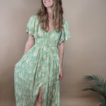 Garden Floral Smocked Maxi Dress In Loom