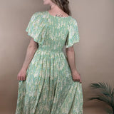 Garden Floral Smocked Maxi Dress In Loom