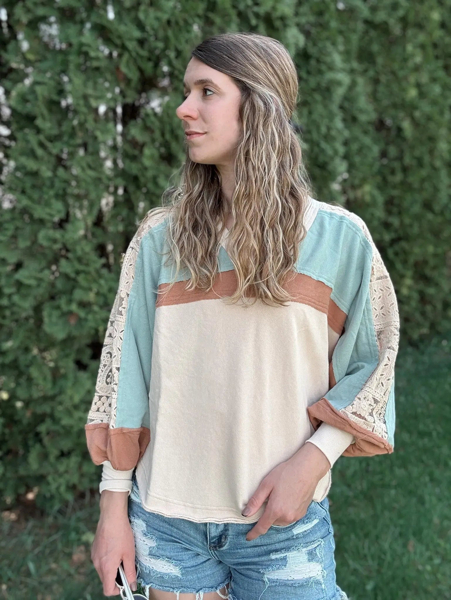 Lace French Terry Top In Loom