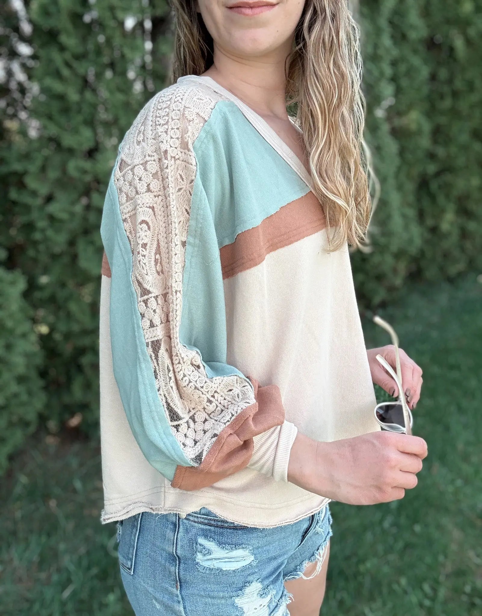Lace French Terry Top In Loom