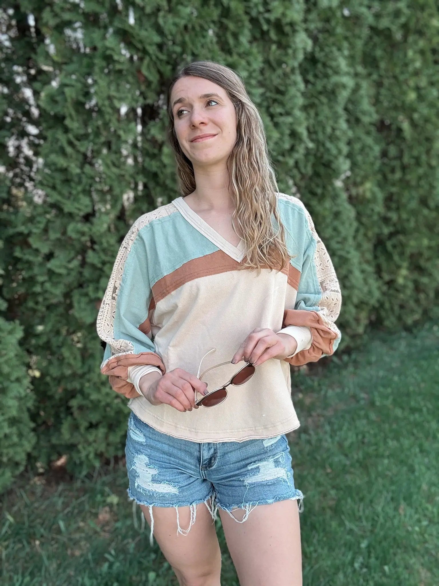 Lace French Terry Top In Loom