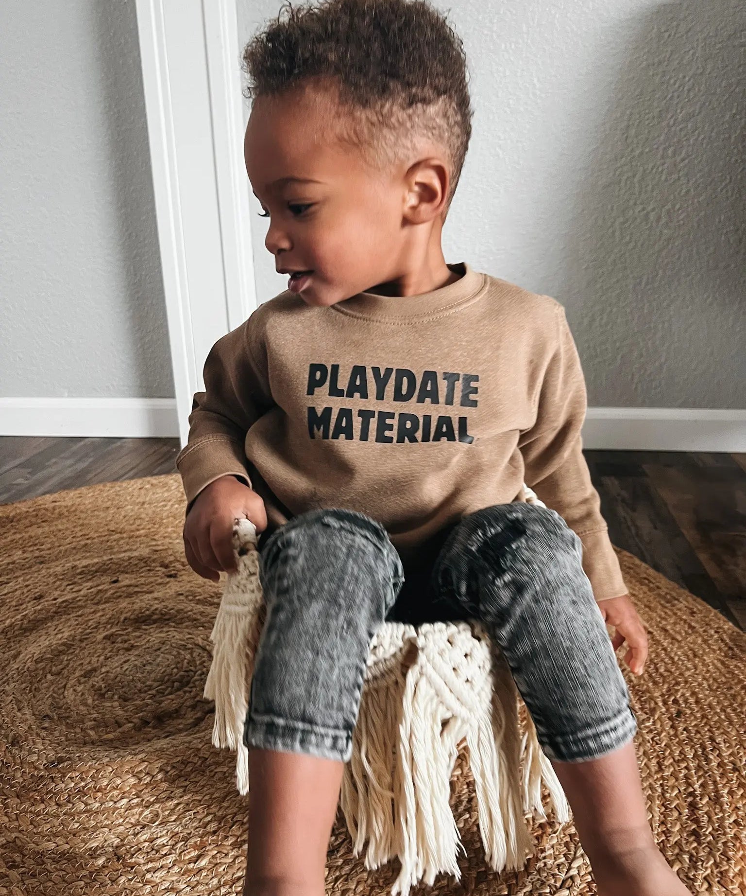 Playdate Material Crewneck Raising Brave