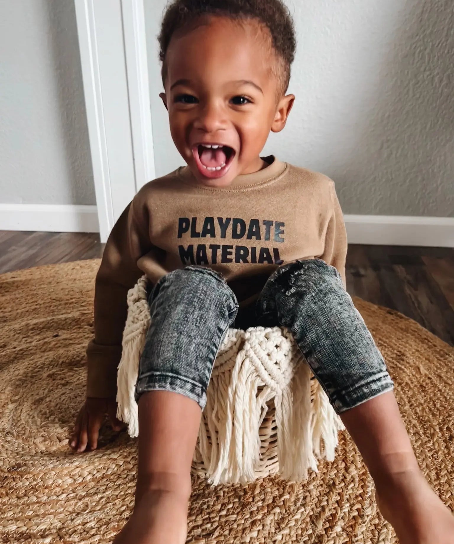 Playdate Material Crewneck Raising Brave