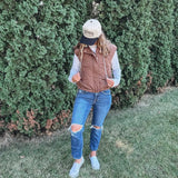 Chocolate Quilted Vest with Hoodie