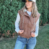 Chocolate Quilted Vest with Hoodie