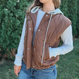 Chocolate Quilted Vest with Hoodie