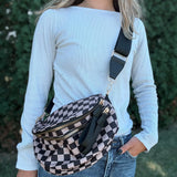 Trendy Brown Checkered Sling Bag