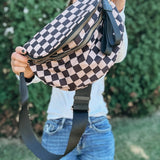 Trendy Brown Checkered Sling Bag