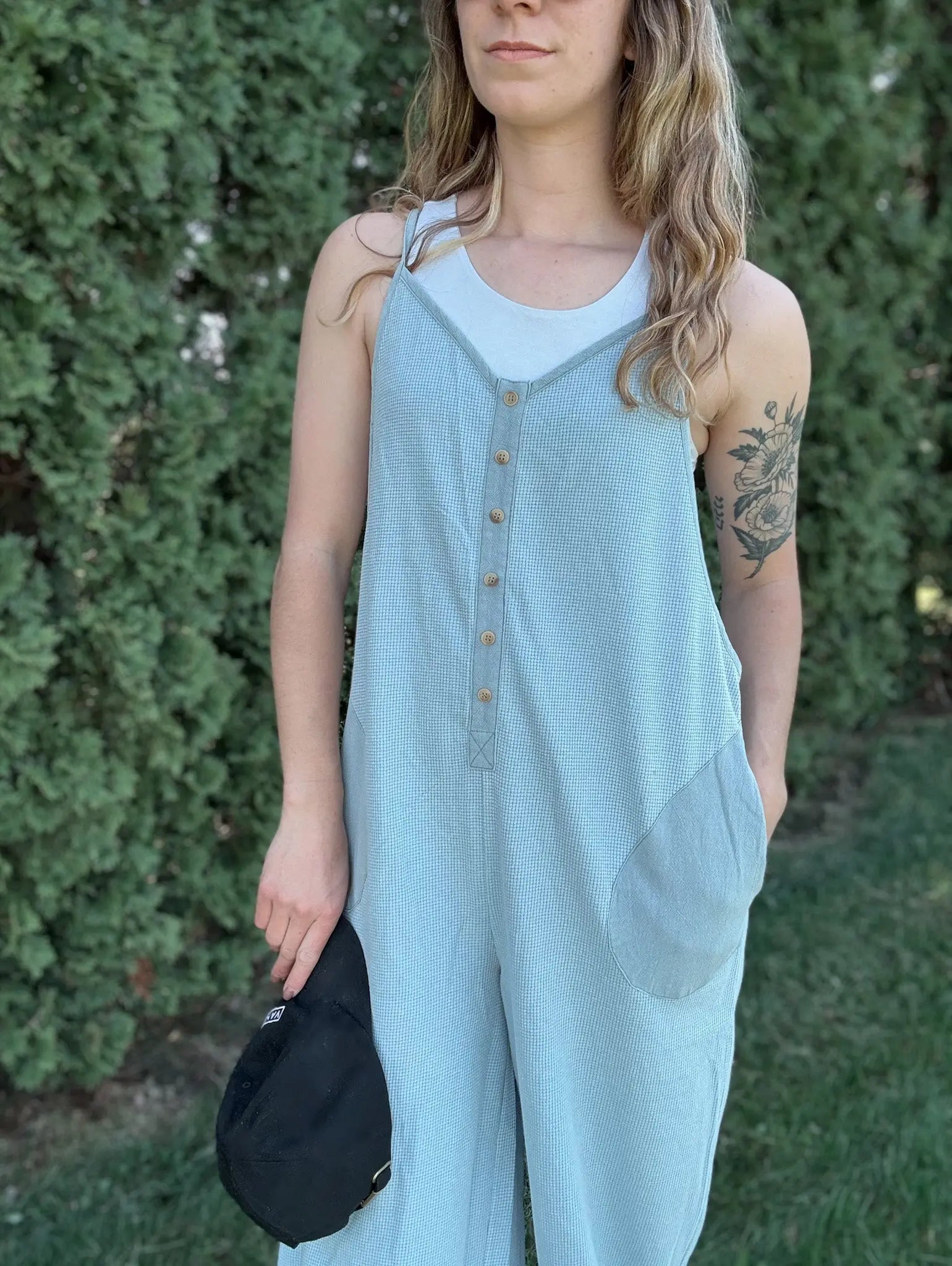 Blue Acid Washed Thermal Jumpsuit Oddi