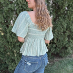 Smocked Embroidered Linen Top Raising Brave