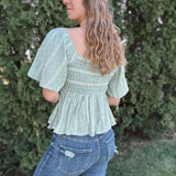 Smocked Embroidered Linen Top Raising Brave