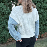 Denim Sleeve Knit Cardigan