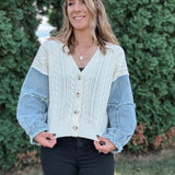 Denim Sleeve Knit Cardigan
