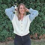 Denim Sleeve Knit Cardigan