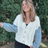 Denim Sleeve Knit Cardigan